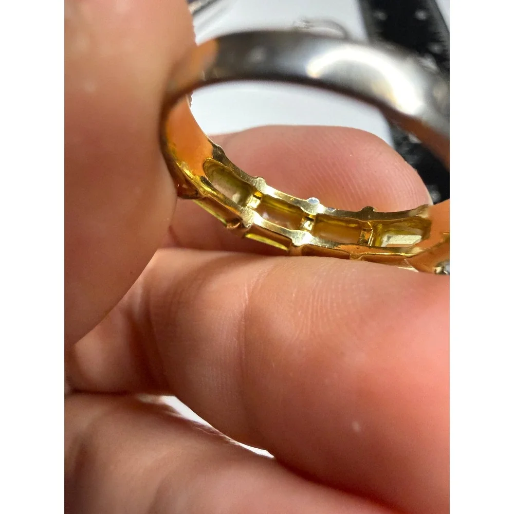 Gold Tone Emerald Cut Yellow Stone 5 Stone Band Ring Size 8.25